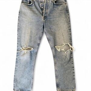 Agolde Light Blue High-Rise Distressed Jeans